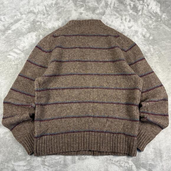 VTG Shetland St. Edmund’s Distressed 100% Wool Brown Striped Women’s Casual - Picture 2 of 6